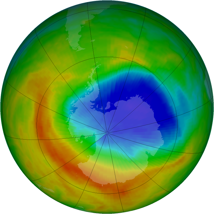 Antarctic ozone map for 06 November 1991